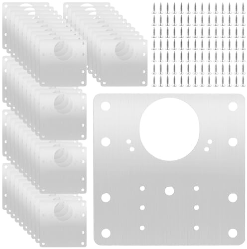 HEIYUET 50 Stück Schrank Scharniere Reparaturplatte Edelstahl, 9x9cm Türscharnier Topfscharnier Reparaturplatte Schrankscharnier Reparaturset mit Schrauben für Schranktür, Fenster Möbelreparatur