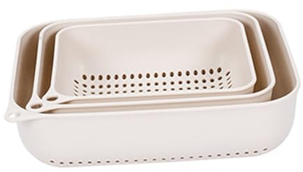 DECOMELODY Scolapasta in Silicone Pieghevole Rettangolare e Circolare Set da 3 Pezzi Cestelli in Plastica per Lavare Frutta e Verdura, Drenaggio Rapido e Facile da Tenere per Cucina