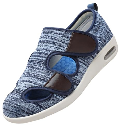 Sandalias de rehabilitación,Scarpe da uomo adattive antiscivolo ad ampia larghezza per il Comfort dei diabetici con regolazione,Light Blue,45