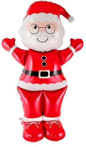 Mavouri Weihnachtsmann Luftballons Stehender, XXL Luftballon Weihnachtsmann Deko, Weihnachtsdeko Ballons Stehend, Folienballon Weihnachten Stehend für Weihnachten Deko Outdoor und Innen, Silvester