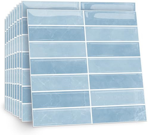 TOARTI 10 Stück 2D Himmel Blau Fliesenaufkleber Metro Fliesen Selbstklebend fliesenaufkleber Küchenrückwand Fliesen Klebefliesen Fliesenfolie Selbstklebende Küche Bad 30 x 30cm