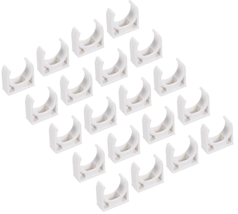 QUARKZMAN 50 Pcs Abrazaderas De Tubo En Forma De U De PVC Blancos | Conectores De Acoplamiento Interior De 20 Mm, Para Manguera Conduit Eléctrico Y Mobiliario Del Hogar