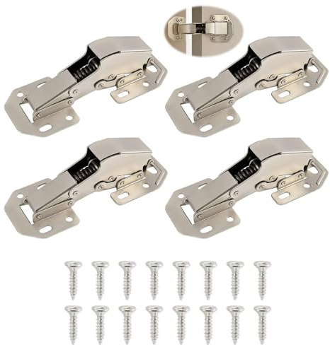 4 Piezas Bisagras para Muebles, Bisagras de Cocina, Bisagras Atornillables de 90 Grados, Tamaño 113x43 mm con 32 Tornillos Incluidos, Adecuadas para Puertas de Armario, Muebles de Cocina Y Cajones