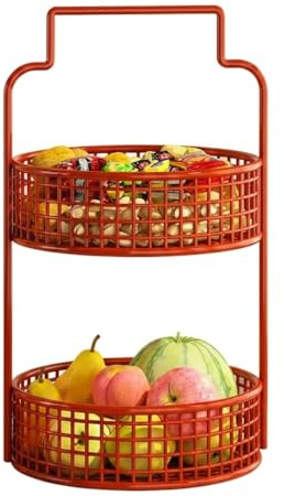 Yunmeryker Frutero de cocina niveles, verdulero redondo para encimera, para aperitivos y postres , Rojo
