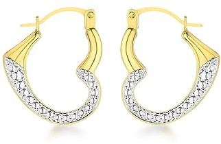 Carissima Women's 9ct 2 Colour Gold 14mm x 17mm Heart Creole Earrings