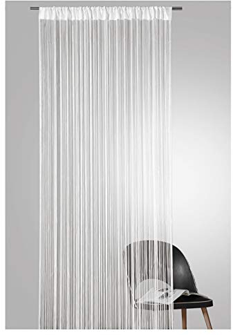 heimtexland ® Fadengardine in weiß HxB 245x95 cm mit Stabtunnel KÜRZBAR hochwertige Qualität FORMSCHNITT MÖGLICH Fadenvorhang Fadenstore Raumteiler Insektenschutz Ökotex Typ121