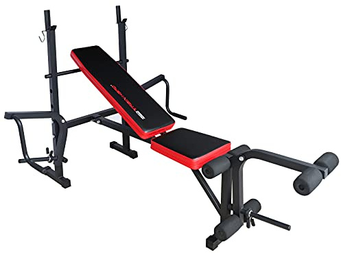 TrainHard Multifunktion Hantelbank klappbar mit Beincurl Butterfly, geprüft und zertifiziert nach EN957 / optional: Hantelset aus Langhantel Kurzhantel