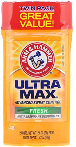 Arm & Hammer Ultra Max Fresh Solid Antiperspirant Deodorant, 2.6 Oz, Twin Pack