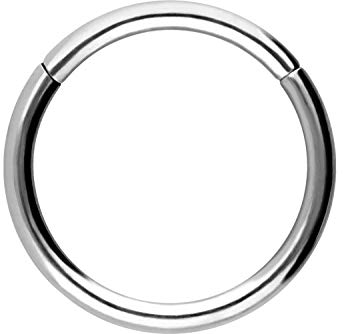 PIERCINGLINE Segmentring Clicker Titan Piercing Nase Septum Ohr Helix Lobe Tragus Silberfarben 1,2 x 10 mm