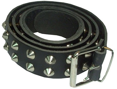 - Spitznieten Gürtel, 2-reihig, Material: Echtleder, Farbe: Schwarz