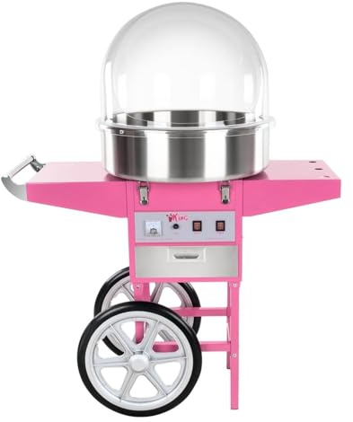 Machine à barbe à papa professionnelle diamètre 52 cm avec chariot et coupole de protection 3614072