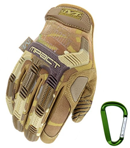 Mechanix Wear M-PACT - Guantes tácticos de intervención, protección óptima, transpirable, mejor ajuste + mosquetón, negro covert, coyote, multicam, Wolf Grey, tamaño: S, M, L, XL, multicam, XL