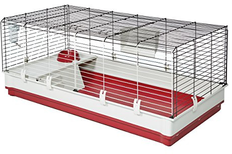 Midwest Homes for Pets Deluxe Rabbit & Guinea Pig Cage, X-Large, White & Red