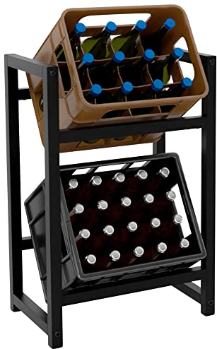 CLP Getränkekistenständer Metall freistehend Stack, platzsparendes Getränkekistenregal robust und platzsparend für Getränkekisten, Farbe:schwarz, Größe:75x47x31 cm