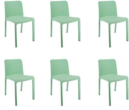 SP Berner - Pack de 6 Sillas Grana - Apilables, Ergonómicas y Resistentes - Uso Interior y Exterior - Fabricadas en España con Plástico Reciclado - Verde