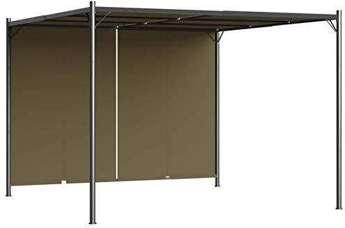 Tidyard Gartenpavillon mit ausziehbarem Dach Verstellbarer und versenkbarer Schiebedach Pavillon Pergola Überdachung Terrassenüberdachung Partyzelt 3x3 m Taupe 180 g/m²