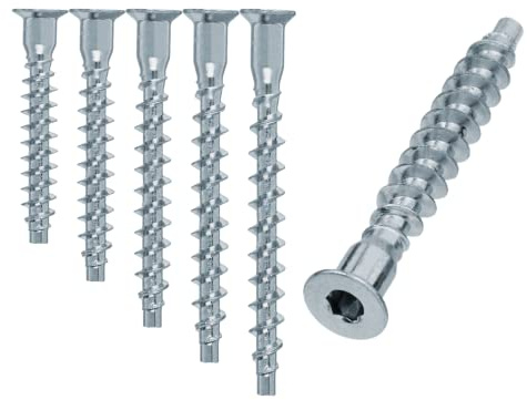 HMH-Shop Confirmat Schrauben 5x30 / 5x40 / 5x50 / 5x70 / 6,4x50 / 6,4x60 / 7x35 / 7x40 / 7x50 / 7x60 / 7x70 mm Möbelverbinder Möbelschrauben Holzschrauben (50, 6,4x50mm)