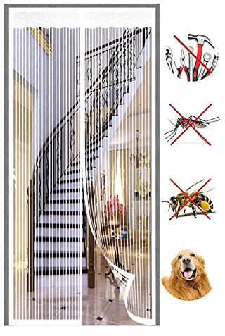 AISPL Magnet Vorhang Fliegenvorhang 170x240cm(67x94inch) Insektenschutzvorhang Mit Klettverschluss Luft Kann Frei Strömen für Balkontür Terrassentür Wohnzimmer, Weiß A