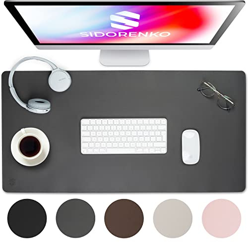 SIDORENKO Tappetino Scrivania Grande 80x40cm - Sottomano in Pelle PU grigio