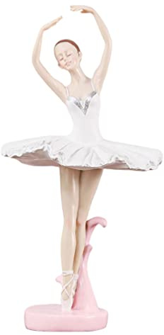 HOMSFOU Kreative Ballerina Figur aus Weißem Kunstharz für Elegante Wohnraumdekoration und Tischdeko Stilvolles Ballettmädchen Ornament für Zuhause
