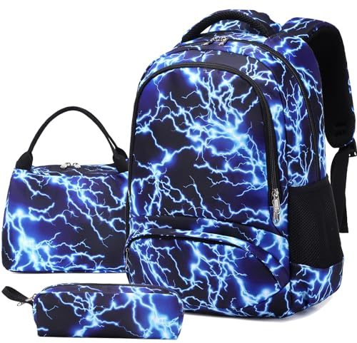 Kimwadalh Mochila Escolar Niño Unisex Sets de útiles Escolares Juveniles Mochilas Niño Primaria Mochila Colegio Chico Bolsas Escolares,3 in 1 Backpack Set Schoolbag Teens