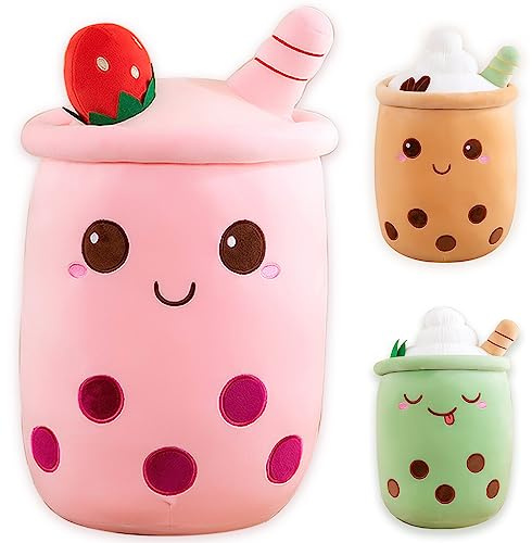Bubble Tea Gosedjur, plyschdjur, XXL, söt kudde, Kawaii bubbla tekopp Plushie mjuk leksak, Boba tekopp plyschleksak, dekoration (rosa, 23 cm)