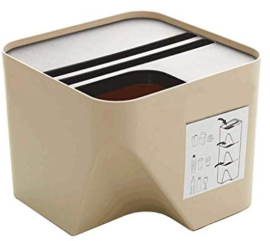 Cubos de basura para interiores Cubo de almacenamiento de basura Cubo de basura de plástico apilable Clasificación doméstica Caja de almacenamiento Cocina (Beige 12L)