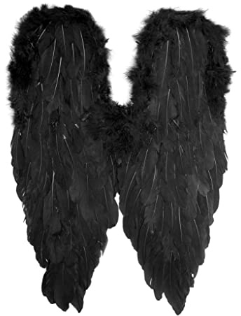 Große Schwarze Flügel aus Federn - Kostüm-Zubehör für Karneval, Halloween & Motto-Party
