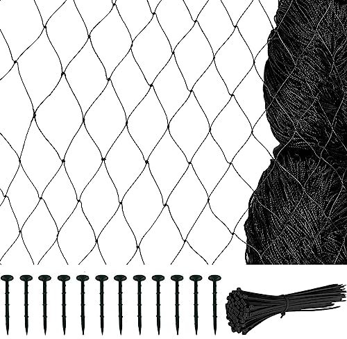LATRAT Filet Anti-Oiseaux, Filet pour Arbres fruitiers Filet pour étangs Filet Anti-Oiseaux Filet, avec 100 Attaches-câbles et 30 ancrages, résistant à la déchirure, Extensible, Robuste (4 * 5 m)