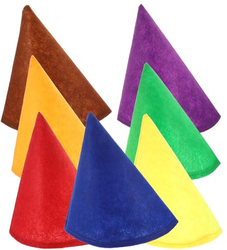 HOMSFOU 7 Stück -Set Partyhüte aus Filz Kegelhüte für Geburtstage Silvesterhüte Weihnachtshüte Halloween- Kegelhut für Hunde und Haustiere