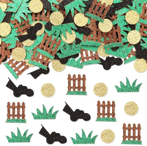 Sursurprise Lawnmower Birthday Party Decorations, 200Pcs Lawn Mover Confetti Glitter for Table, Lawnmower Farmyard Farm Tractor Birthday Party Supplies