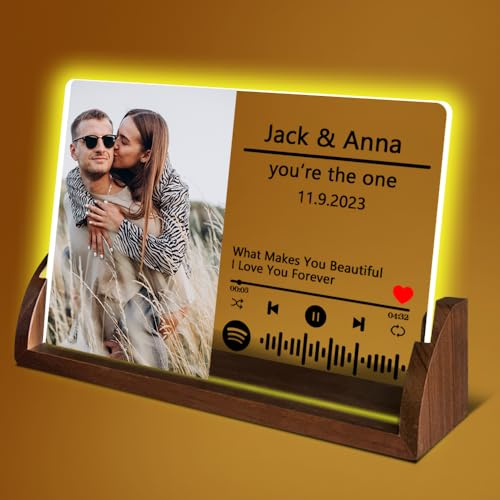 YINYIFANS Placa Personalizada de Spotify,Lámpara LED Romántica e Inolvidable,Regalo único Para el Día de San Valentín,Ideas Para Parejas,Regalos Personalizados Para Ella/él (Spotify-C)