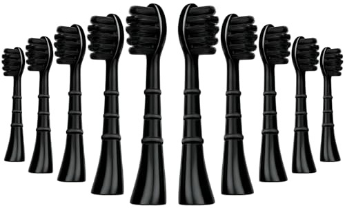 10 Stück Nachhaltige Aufsteckbürsten, Ersatzköpfe Kompatibel mit Elektrische Schall-Zahnbürste happybrush Eco VIBE 3, Bürstenkopf Wechselköpfe (Schwarz) Zahnfleisch Entzündung lindern