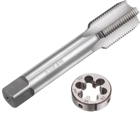 sourcing map Gewindeschneider-Set, 7/8-14 UNF-Gewindebohrer und runde Schneideisen, Gewindeschneidwerkzeug-Set für Muttern, Schrauben, Schrauben, Gewinde, Reparatur, 2 Stück