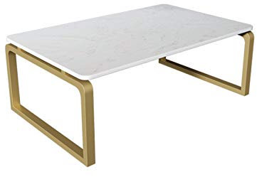 Nachttische, Balkon, niedriger Tisch, Marmor-Finish, Metall-Esstisch, japanischer Stil, Couchtisch für Empfangsräume, Café, französische Fenster, Sofatisch, Korbtisch (Farbe: Gold, Größe: 70 x 45 x 30