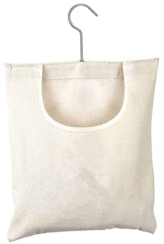 Clothespin Bag, Canvas Clothes Pegs Bag, Hanging Laundry Clothes Pin Holder with Hanger and 360 Degree Rotatable Hook, for Hanging and Effortlessly Sliding on The Clothesline,