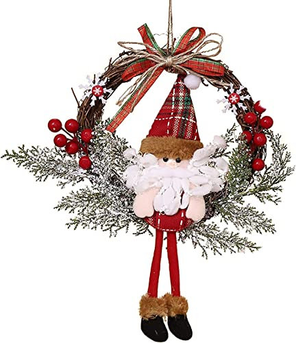 GETSTREE Türen, 1PC Weihnachtsdekoration for Aufhängen, Kranz, Weihnachtsgirlande, Tür, Weihnachtsmann, Ornamente, Girlanden for Zuhause, 2021, Rattanringe, Simulation, Wandbehang