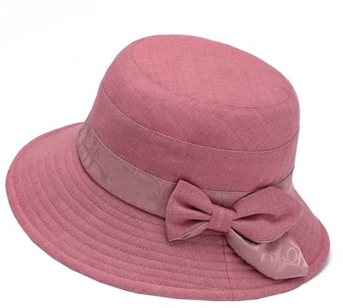 WUODHTW Damenhut, Fischerhut, Sonnenhut, Sonnenhut, Sonnenhut, Mittelalter, Senioren-Sonnenhut, Rosa 3, Einheitsgröße