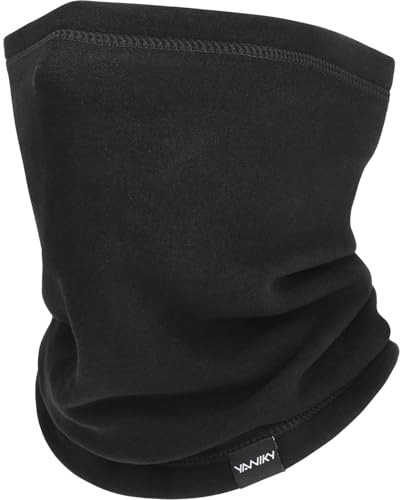 YANIKY Polaina de Cuello de Invierno Calentador de Cuello para Hombres y Mujeres Máscara Facial Resistente al Viento para Clima Frío Transpirable Cubierta Facial de Esquí Bufanda, Negro, Talla única