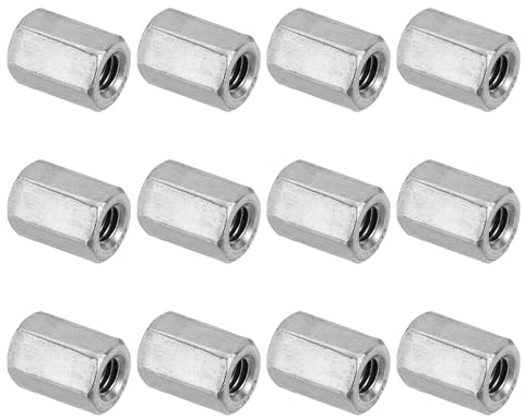 PATIKIL Tuercas de Acoplamiento Hexagonal de Acero Inoxidable 304, M10 x 1.5-Paso, 12Pcs 25mm/1 Largo, Roscada Completa Gruesa, Conector de Sujeción, Tono Plateado