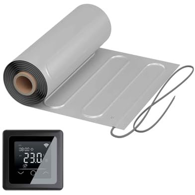 Elektrische Fußbodenheizung: Zweiader-Heizmatte mit Aluminiumfolie WARMON ALU 150 W/m² mit Touch Thermostat 750-Serie, Thermostat:MCS 750 WiFi - Schwarz, Mattengröße:3 m²