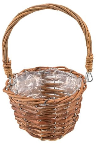 Ideen mit Herz Panier en Osier en Bois de Saule | Présentation et Décoration | Diamètre 15 cm | 26 cm de Haut | pour Fleurs (Marron)