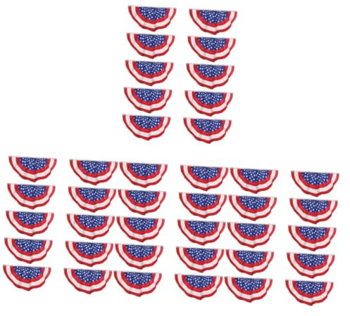 BESPORTBLE 4 Sätze Amerikanische Flagge Patriotische Halbfächer-wimpelkette 4. Juli Plissierte Fanflagge Flaggen Im Freien Halbes Fanbanner Gedenktag Gefaltete Flagge Polyester 10 Stück * 4