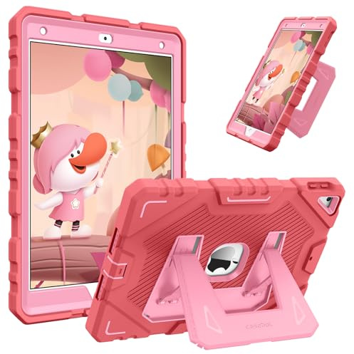 Fintie Kinder Hülle für iPad 9./8./7. Generation 10.2 Zoll 2021/2020/2019 | Robuster Rundum-Schutz, Stoßfeste Kinder Hülle mit Ständer für Hoch- & Querformat (Jungen & Mädchen), Pink