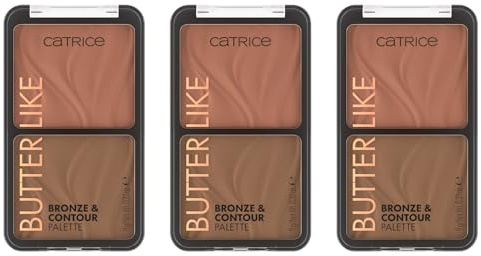 Catrice Butter Like Bronze & Contour Palette, Konturpuder, Nr. 020, Braun, langanhaltend, definierend, vegan, ohne Parabene, ohne Mikroplastikpartikel, Nanopartikel frei, 3er Pack (3x9g)