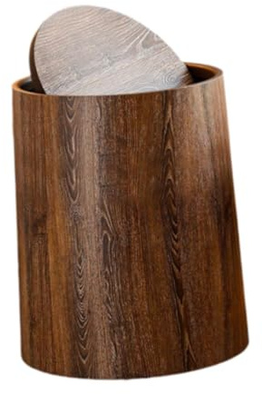 Cubo de Basura de imitación de Madera, con Tapa abatible, para el hogar, Reciclaje, Cocina, lavandería, Dormitorio, baño (no de Madera), L