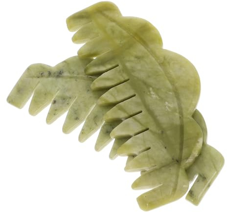 Yardenfun 2 Peines Masajeadores de Cabeza de Jade Natural para Cuidado del Cabello, Livianos Punta Redonda, Ideales para Uso en Casa y Relajación