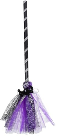 GALPADA Escoba de Bruja Halloween para Decoración Creativa de Escoba para Cosplay y Fiestas Temáticas Accesorio de Disfraz con Ambiente Tenebroso para Halloween y Casas Embrujadas