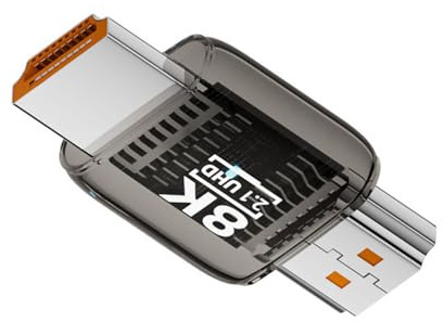xiwai Adaptateur HDMI mâle vers HDMI 2.1 mâle, prolongateur HDTV UHD 8K 60 Hz Transparent avec témoin Lumineux LED Intelligent pour Moniteur, TV et projecteur