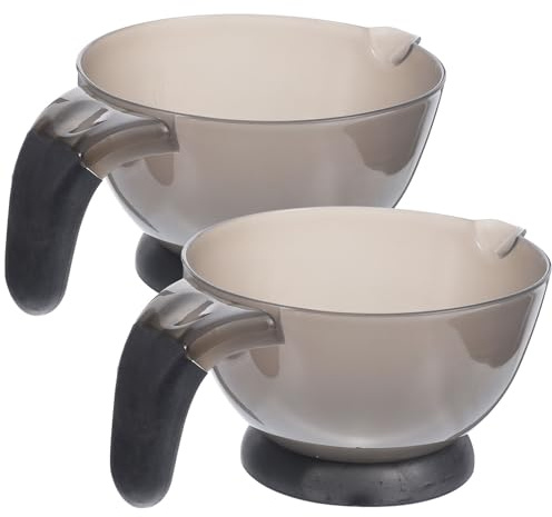 BAZEITFLOW 2 Cuencos para Teñir el Cabello Mango Ergonómico, Tazones Grandes Negros de Plástico Resistente para Mezclar Tintes en Peluquería y Uso Doméstico, Accesorios para Teñidos